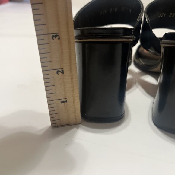 Sz 7 Women’s Vintage Charles David Black Chunky Buckle Heel Sandal - Picture 7 of 7